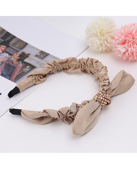 Pine Kids Ruffle Bow Applique Hair Band - Khaki