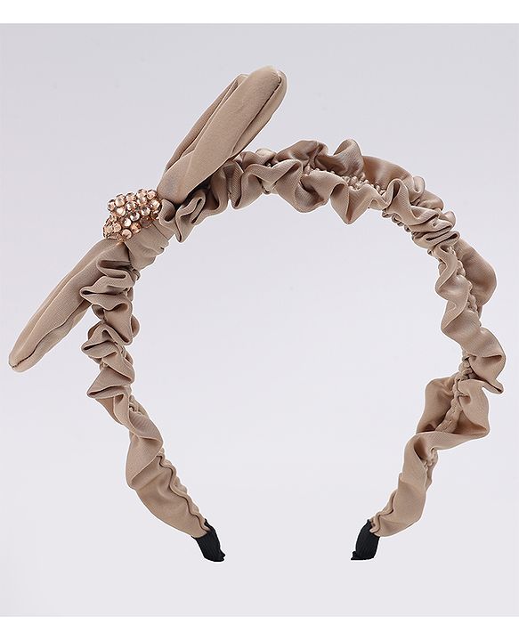 Pine Kids Ruffle Bow Applique Hair Band - Khaki