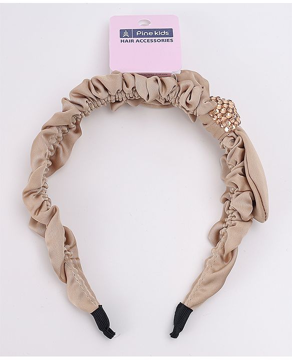 Pine Kids Ruffle Bow Applique Hair Band - Khaki