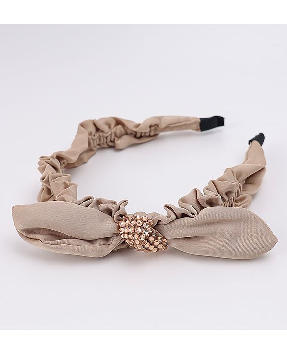 Pine Kids Ruffle Bow Applique Hair Band - Khaki