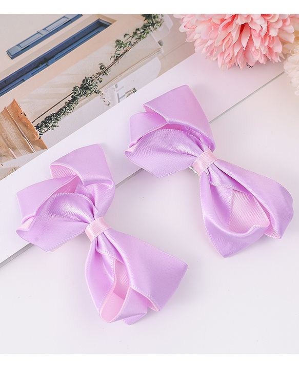 Pine Kids Bow & Butterfly Clips Pack of 2 Free Size - Purple