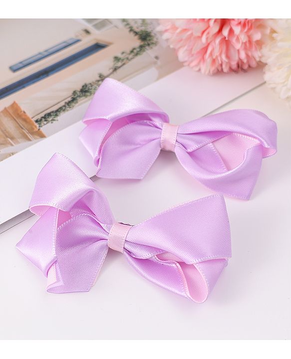 Pine Kids Bow & Butterfly Clips Pack of 2 Free Size - Purple