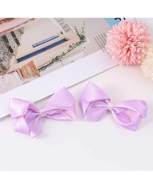 Pine Kids Bow & Butterfly Clips Pack of 2 Free Size - Purple