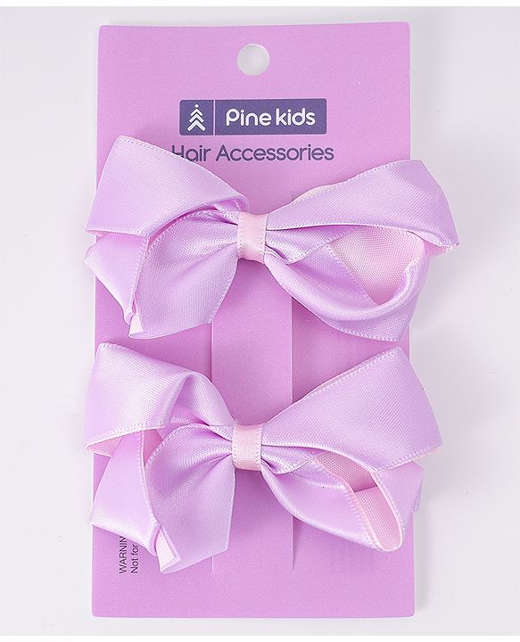 Pine Kids Bow & Butterfly Clips Pack of 2 Free Size - Purple
