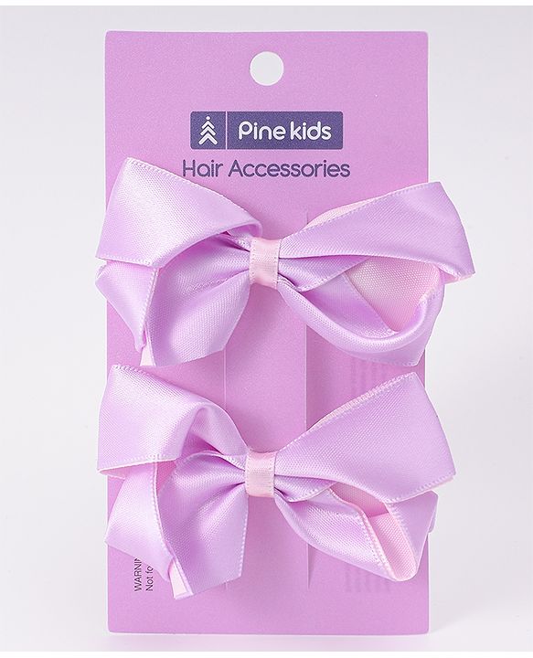 Pine Kids Bow & Butterfly Clips Pack of 2 Free Size - Purple