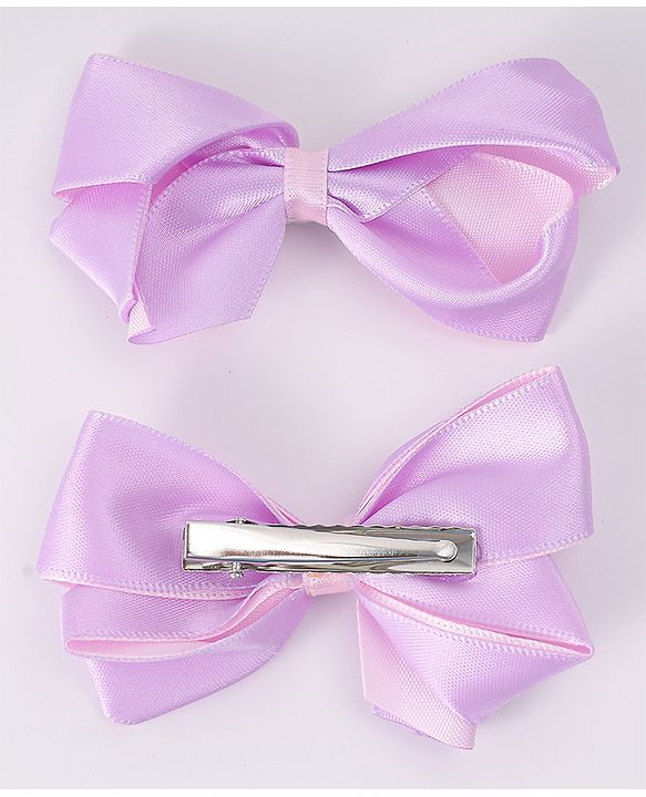 Pine Kids Bow & Butterfly Clips Pack of 2 Free Size - Purple