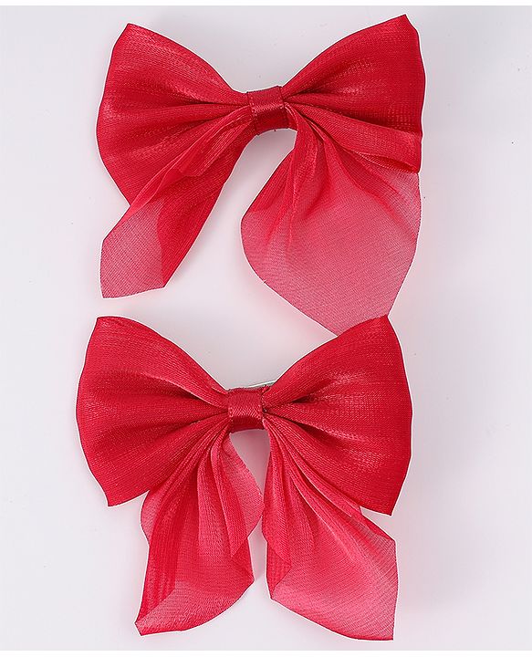 Pine Kids Free Size Bow Clips Pack of 2  - Red