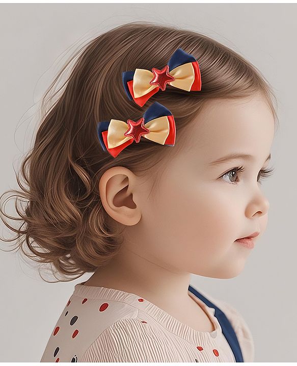 Pine Kids Bow & Butterfly Clips Pack of 2 Free Size - Multicolor