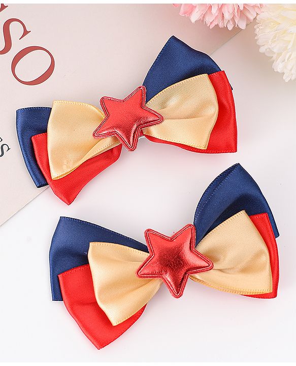 Pine Kids Bow & Butterfly Clips Pack of 2 Free Size - Multicolor