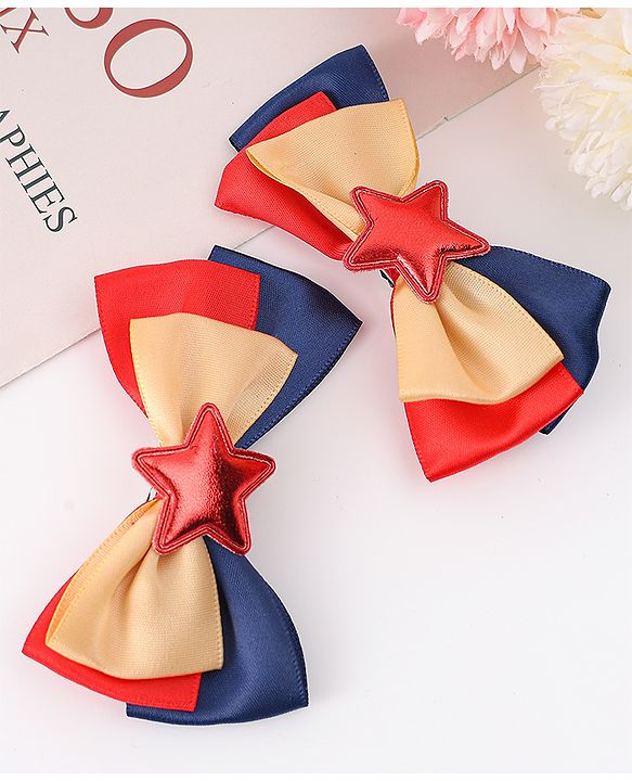 Pine Kids Bow & Butterfly Clips Pack of 2 Free Size - Multicolor