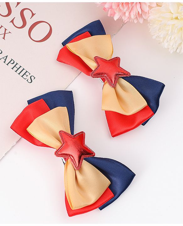 Pine Kids Bow & Butterfly Clips Pack of 2 Free Size - Multicolor