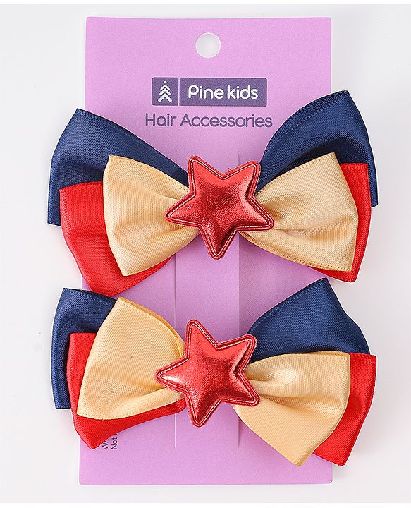 Pine Kids Bow & Butterfly Clips Pack of 2 Free Size - Multicolor