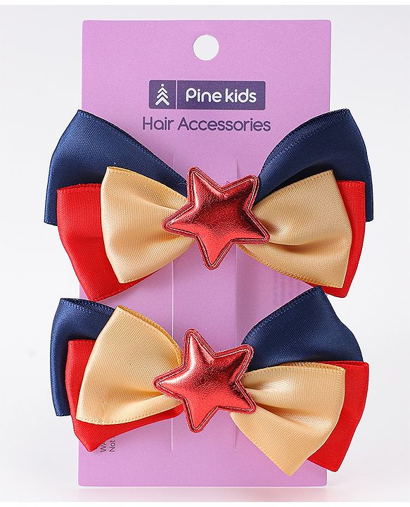 Pine Kids Bow & Butterfly Clips Pack of 2 Free Size - Multicolor