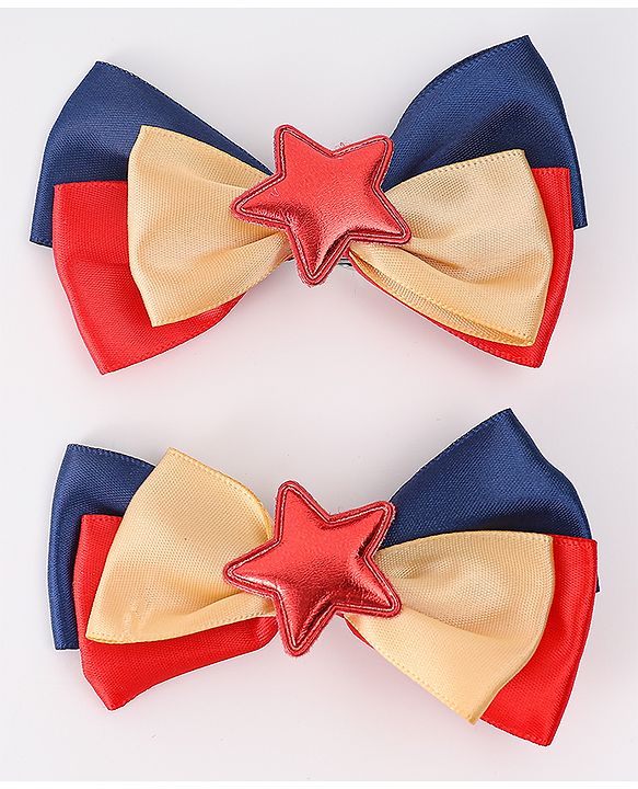 Pine Kids Bow & Butterfly Clips Pack of 2 Free Size - Multicolor