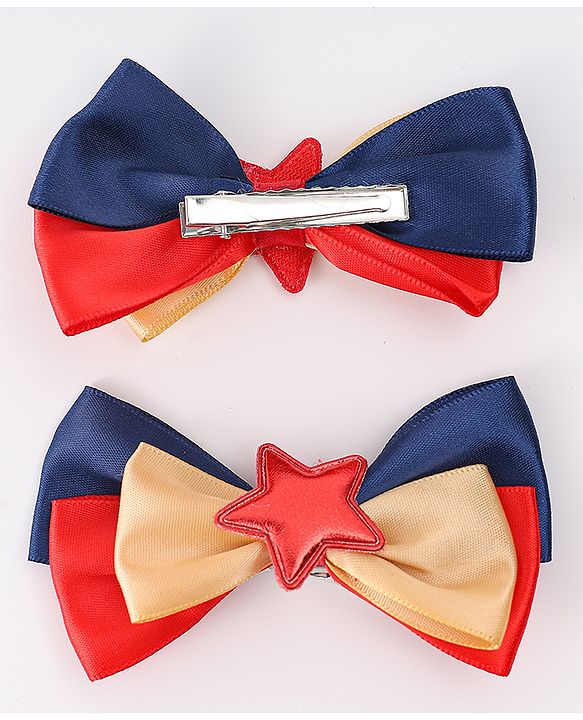 Pine Kids Bow & Butterfly Clips Pack of 2 Free Size - Multicolor