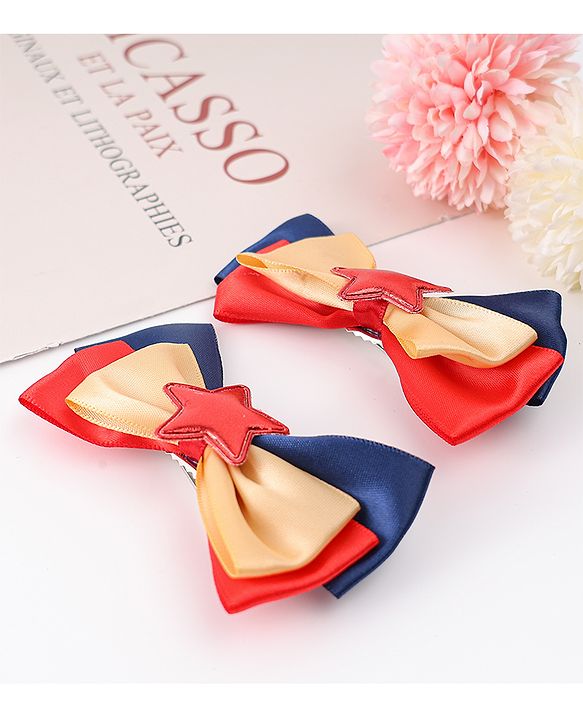 Pine Kids Bow & Butterfly Clips Pack of 2 Free Size - Multicolor