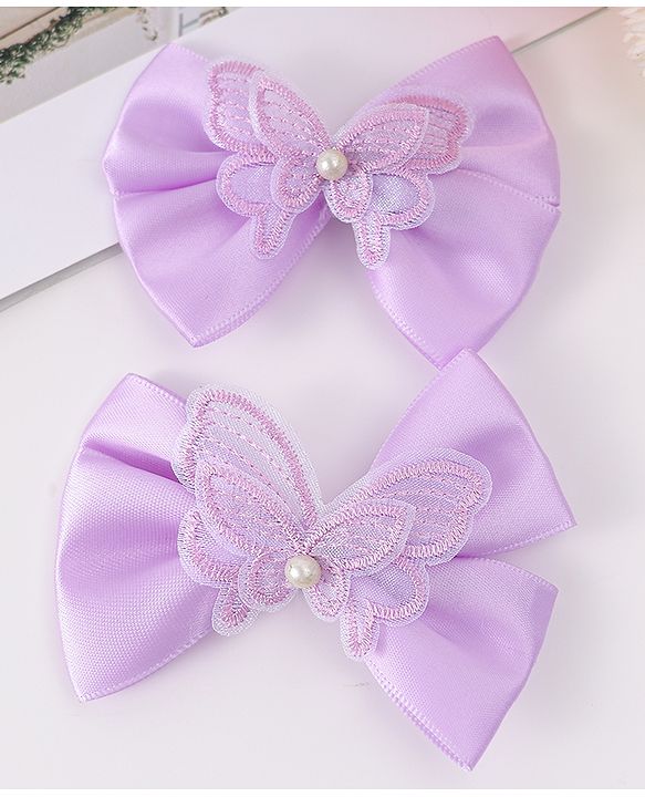 Pine Kids Bow & Butterfly Clips Pack of 2 Free Size - Lilac