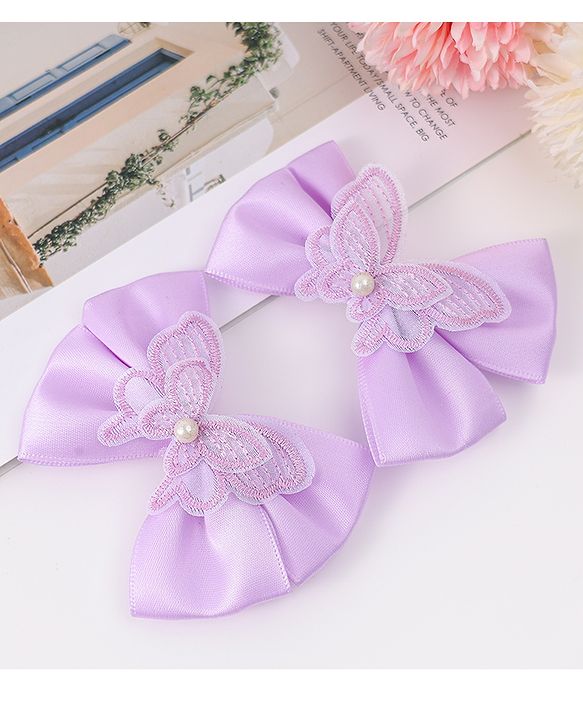 Pine Kids Bow & Butterfly Clips Pack of 2 Free Size - Lilac