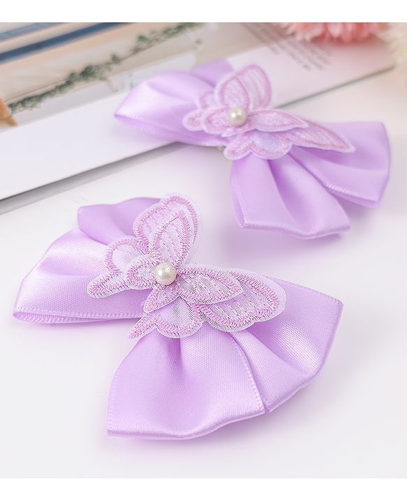 Pine Kids Bow & Butterfly Clips Pack of 2 Free Size - Lilac