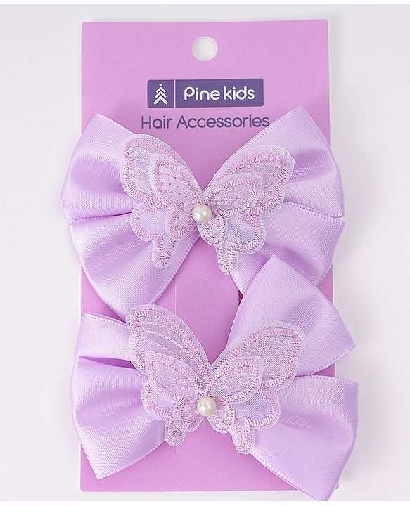 Pine Kids Bow & Butterfly Clips Pack of 2 Free Size - Lilac