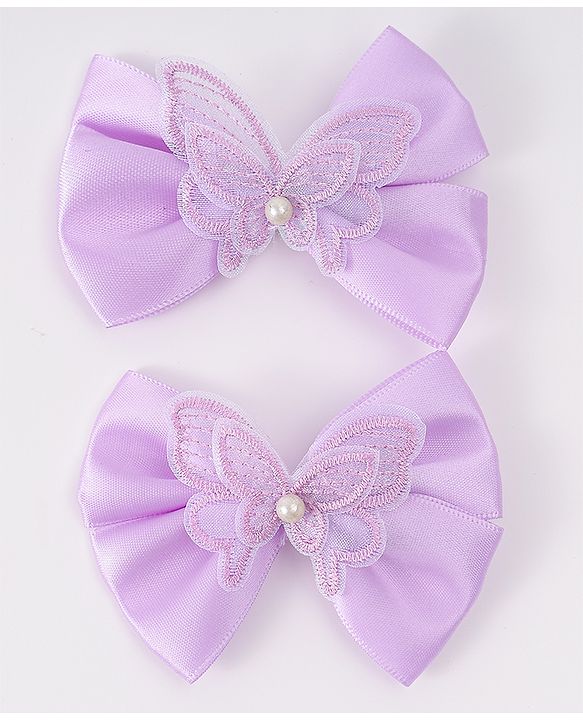 Pine Kids Bow & Butterfly Clips Pack of 2 Free Size - Lilac