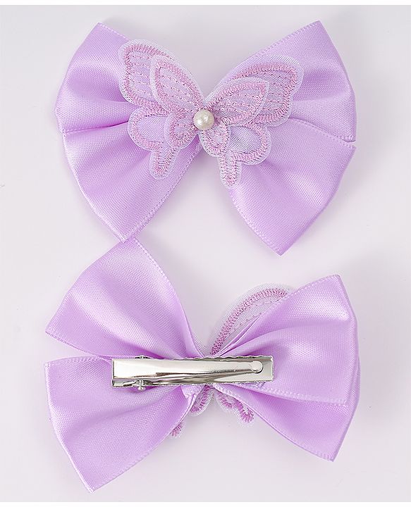 Pine Kids Bow & Butterfly Clips Pack of 2 Free Size - Lilac
