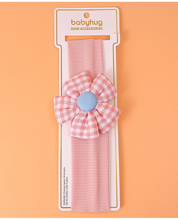 Babyhug Free Size Headband with Floral Applique -  Pink