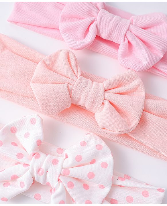 Babyhug Bow Applique Headbands Pack of 3 - Pink