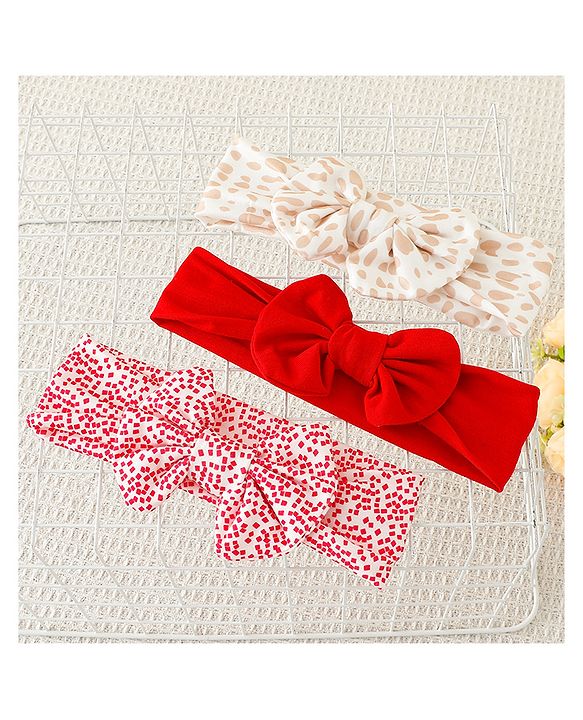 Babyhug Bow Applique Headbands Pack of 3 - Multicolor