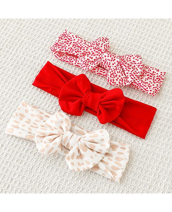 Babyhug Bow Applique Headbands Pack of 3 - Multicolor