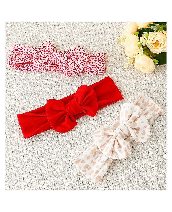 Babyhug Bow Applique Headbands Pack of 3 - Multicolor