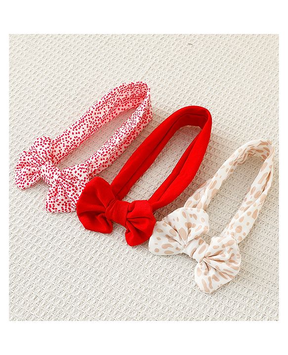 Babyhug Bow Applique Headbands Pack of 3 - Multicolor