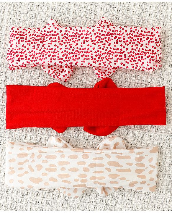 Babyhug Bow Applique Headbands Pack of 3 - Multicolor