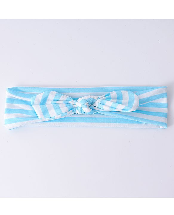 Babyhug Headbands with Knot Design Floral Stripe & Bird Print Pack of 3 - Blue & White