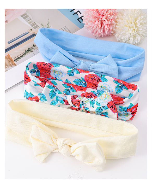 Babyhug Headbands with Knot Detailing with Floral Print Pack of 3 - Multicolor