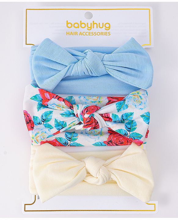 Babyhug Headbands with Knot Detailing with Floral Print Pack of 3 - Multicolor