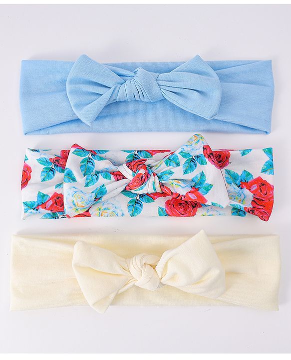 Babyhug Headbands with Knot Detailing with Floral Print Pack of 3 - Multicolor