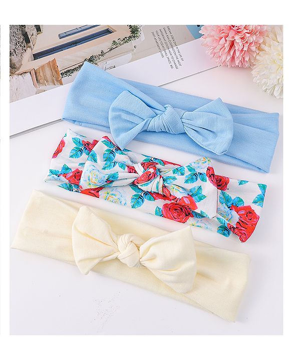 Babyhug Headbands with Knot Detailing with Floral Print Pack of 3 - Multicolor