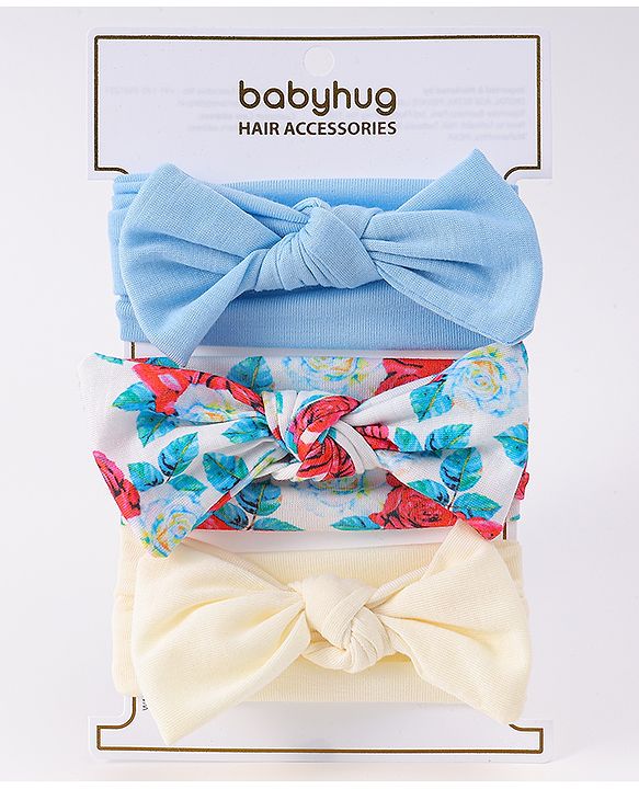 Babyhug Headbands with Knot Detailing with Floral Print Pack of 3 - Multicolor