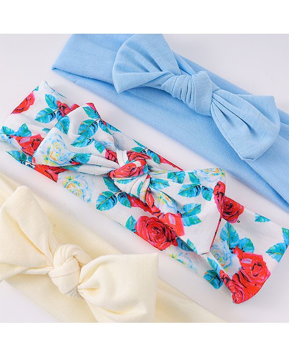 Babyhug Headbands with Knot Detailing with Floral Print Pack of 3 - Multicolor