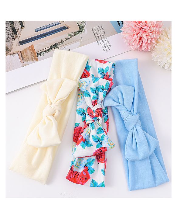 Babyhug Headbands with Knot Detailing with Floral Print Pack of 3 - Multicolor