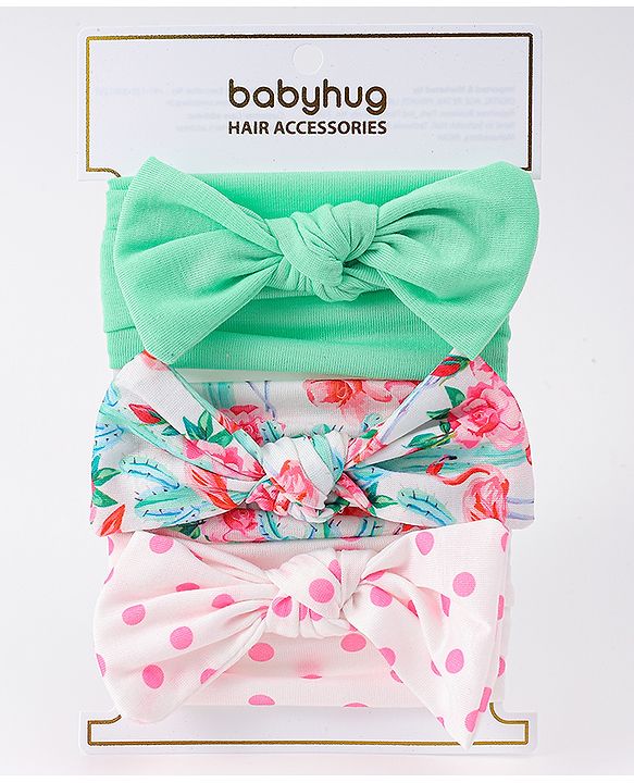 Babyhug Bow Applique Headbands Pack of 3 - Multicolor