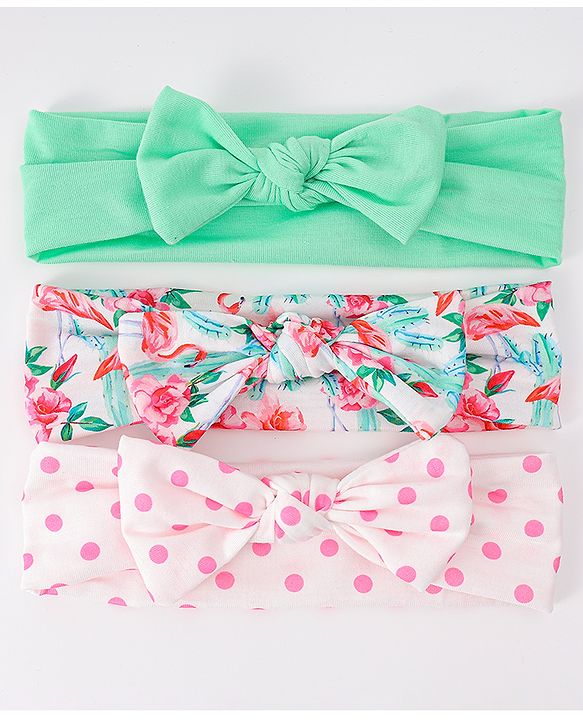 Babyhug Bow Applique Headbands Pack of 3 - Multicolor