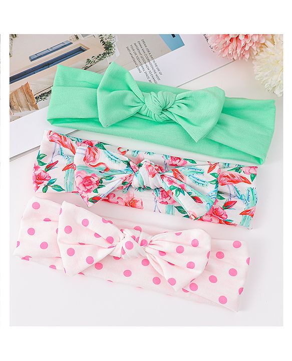 Babyhug Bow Applique Headbands Pack of 3 - Multicolor