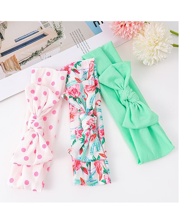 Babyhug Bow Applique Headbands Pack of 3 - Multicolor