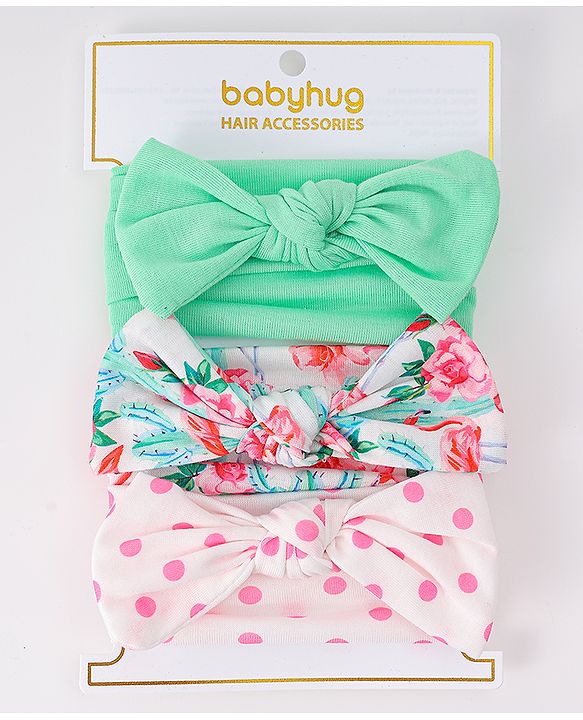 Babyhug Bow Applique Headbands Pack of 3 - Multicolor