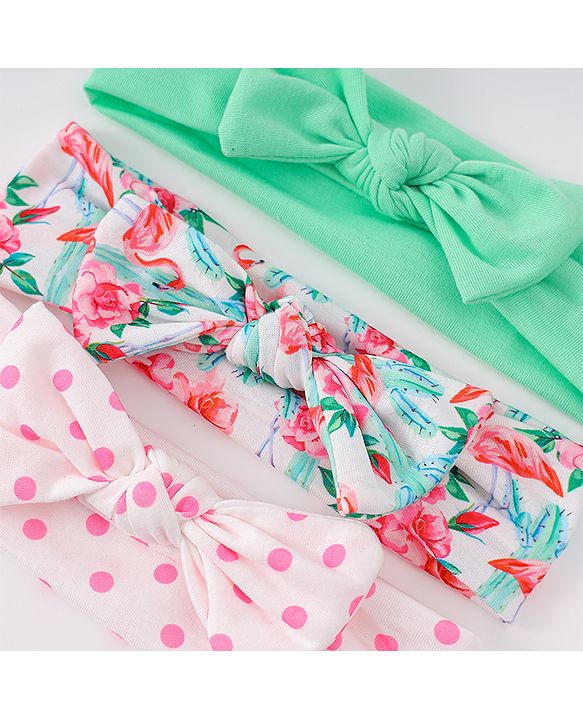 Babyhug Bow Applique Headbands Pack of 3 - Multicolor