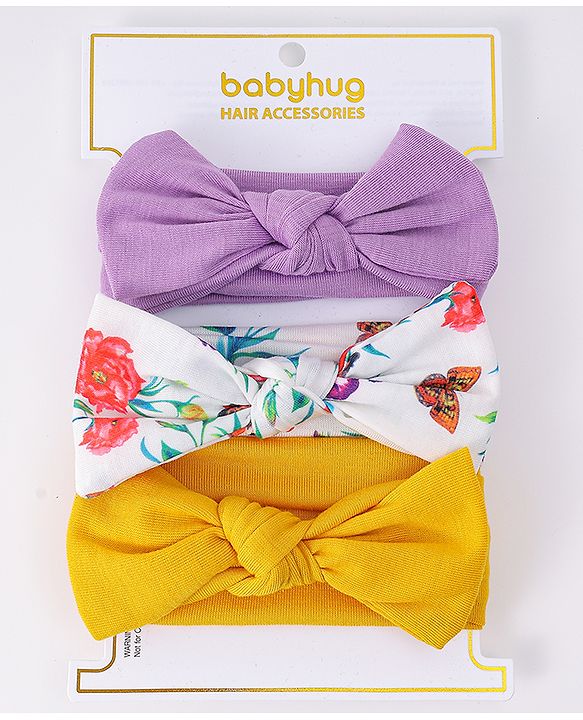 Babyhug Headbands with Knot Detailing with Floral Print Pack of 3 - Multicolor