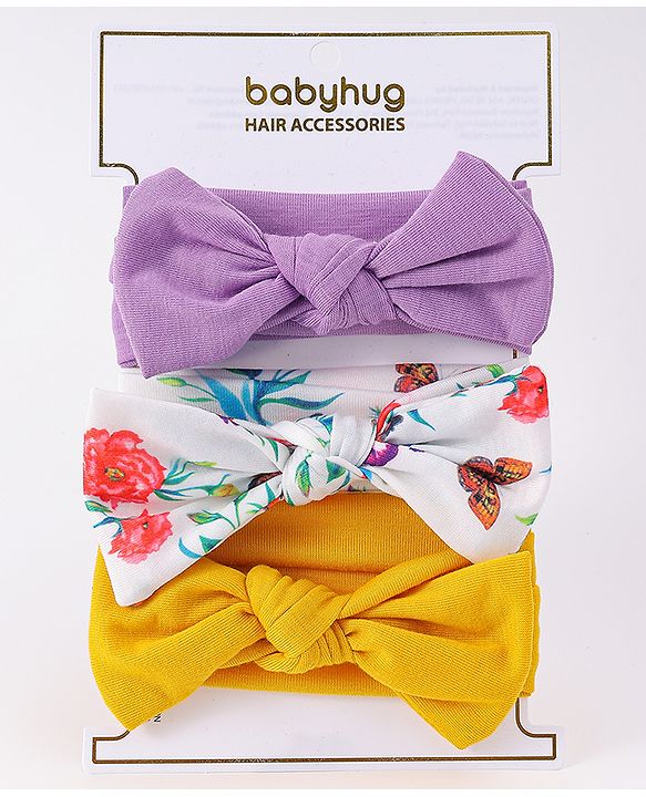 Babyhug Headbands with Knot Detailing with Floral Print Pack of 3 - Multicolor