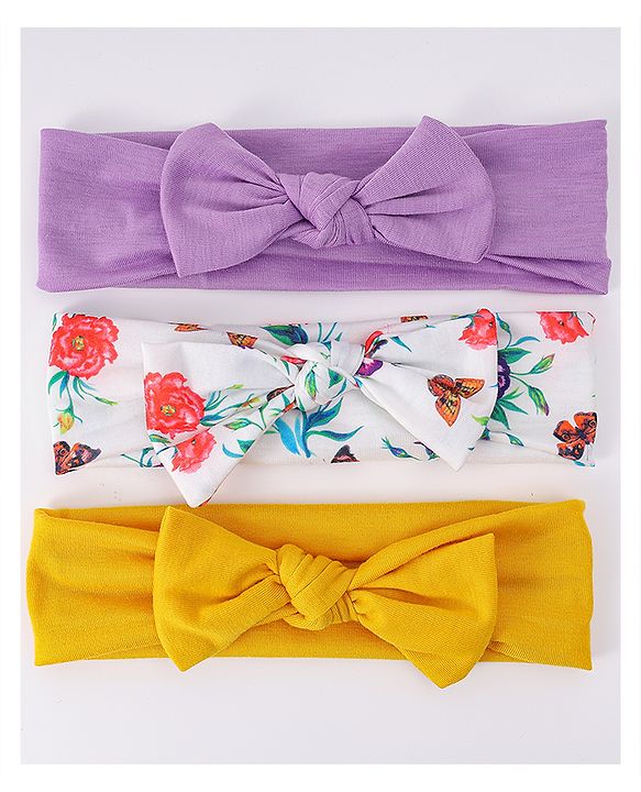 Babyhug Headbands with Knot Detailing with Floral Print Pack of 3 - Multicolor
